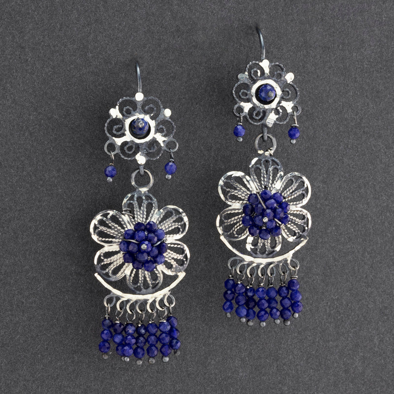 Midnight Bloom Filigree Earrings