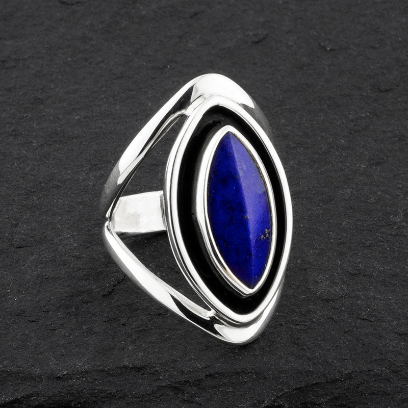 lapis lazuli sterling silver marquise shape ring
