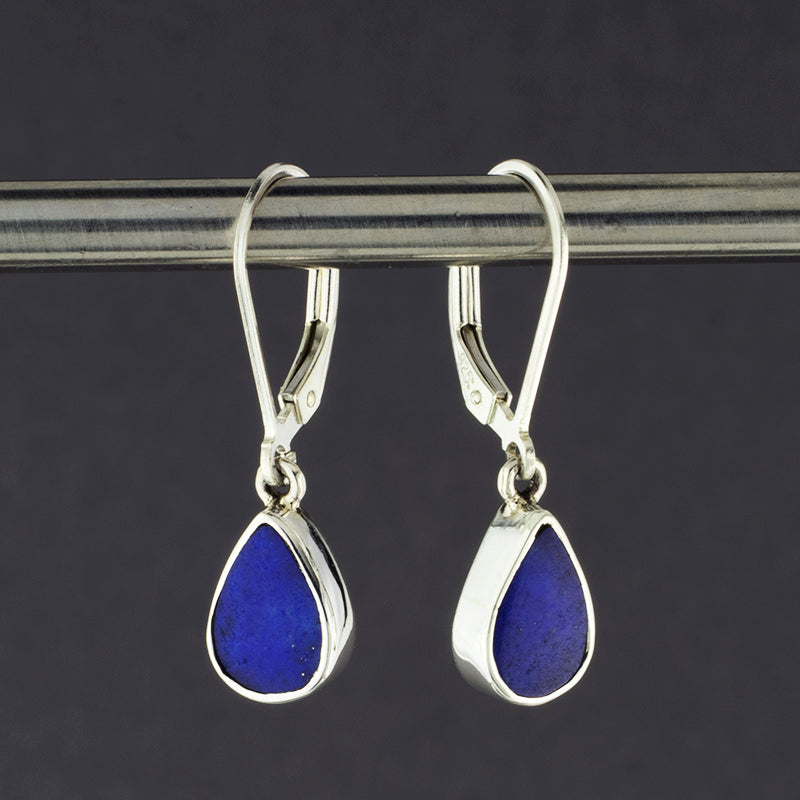 lapis lazuli teardrop leverback earrings