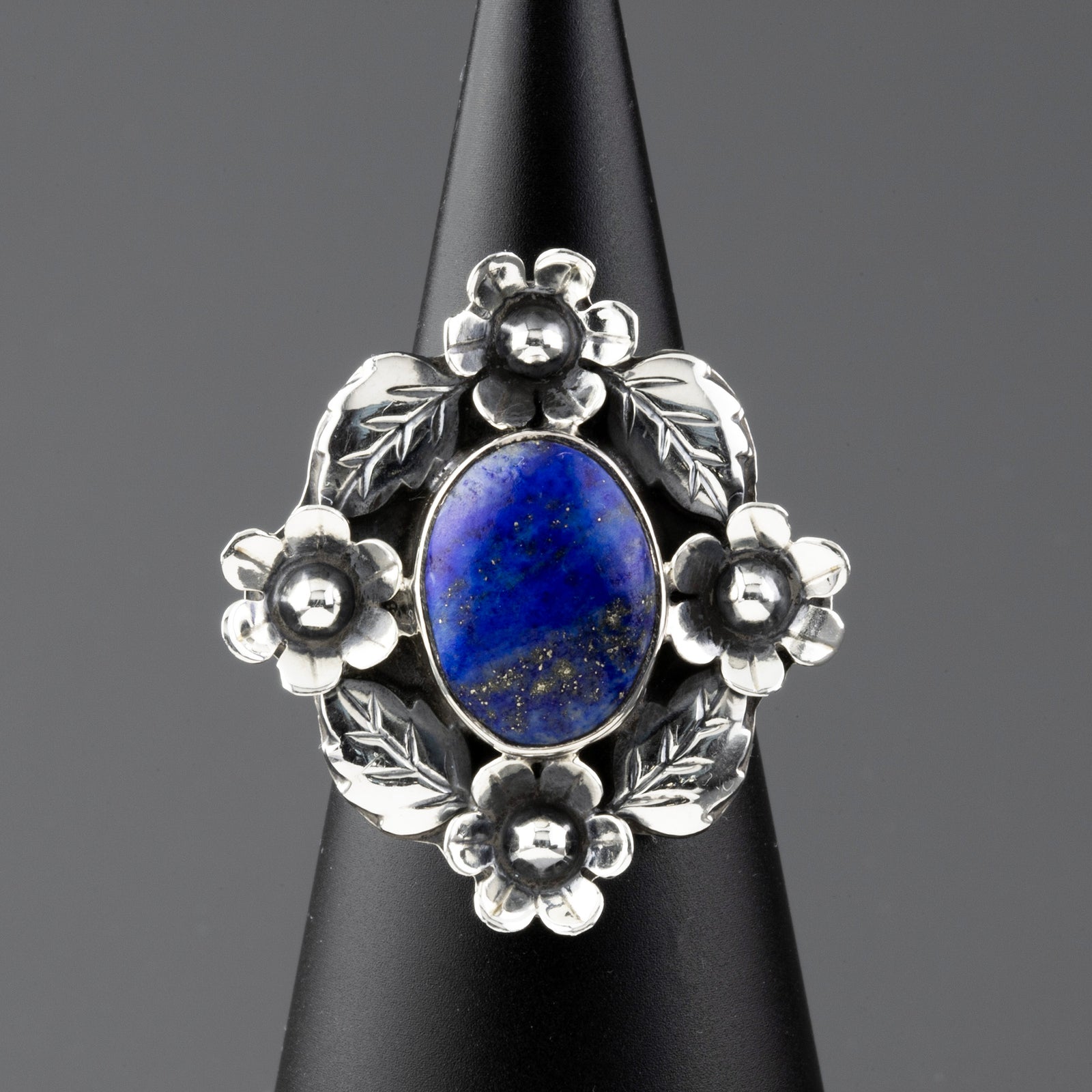 Lapis Flora Mexican Silver Ring