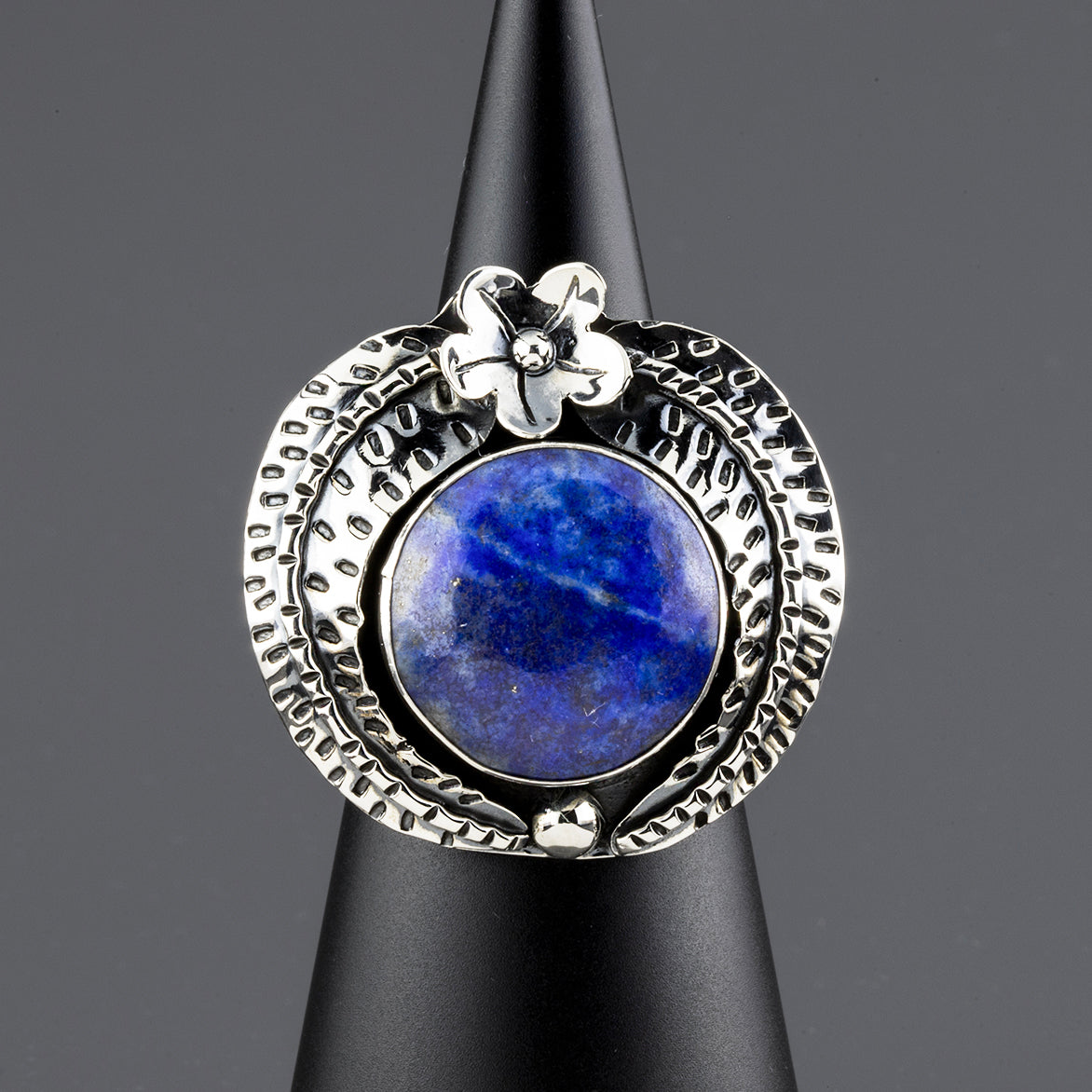 Lapis Flora Mexican Silver Ring
