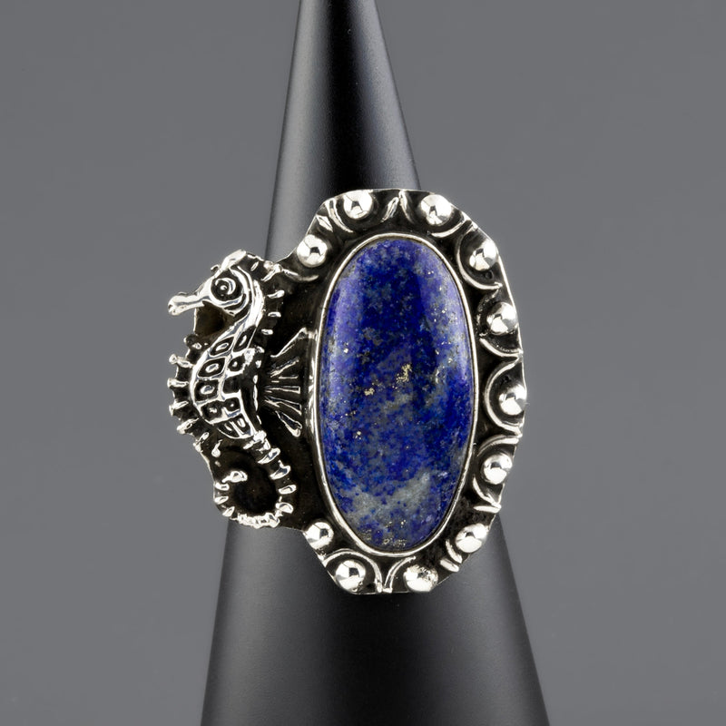 lapis seahorse ring