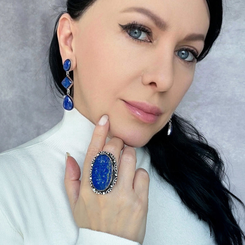 Lapis Heirloom Large Silver Ring