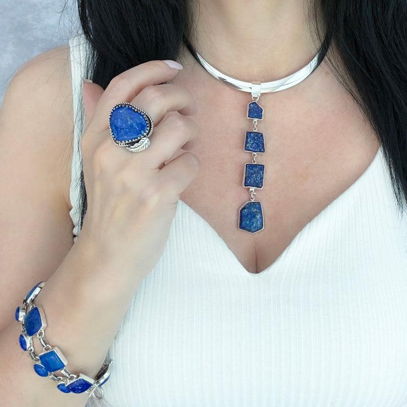 lapis ladder statement pendant