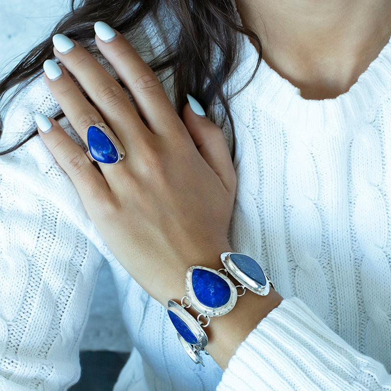 large lapis lazuli stone bracelet