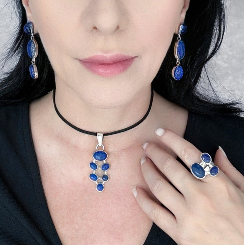 lapis cluster pendant