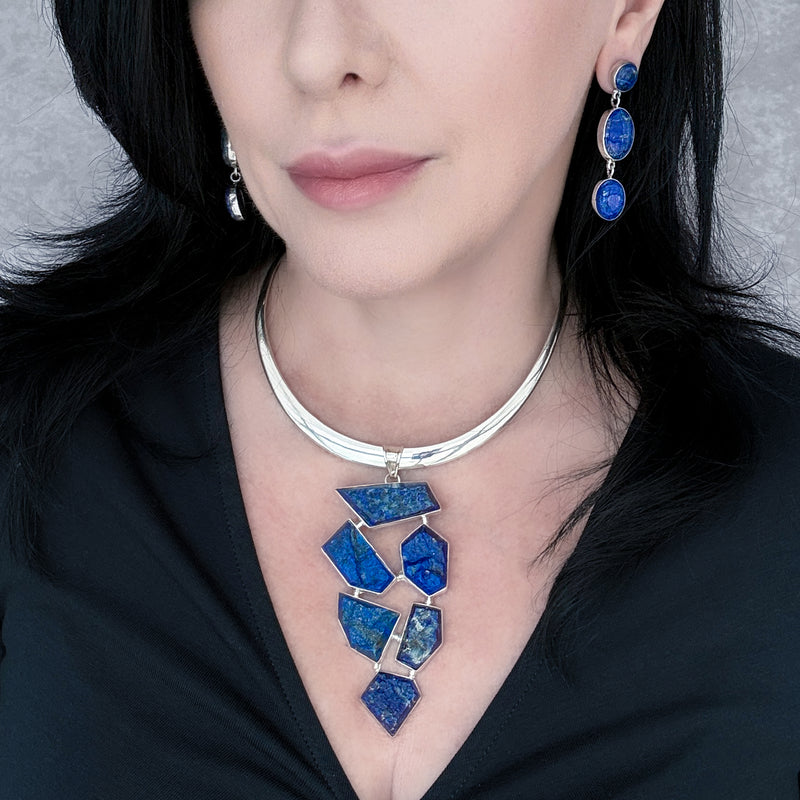 celestial drama lapis lazuli dangle earrings