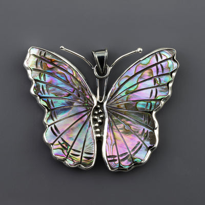 large abalone shell butterfly pendant