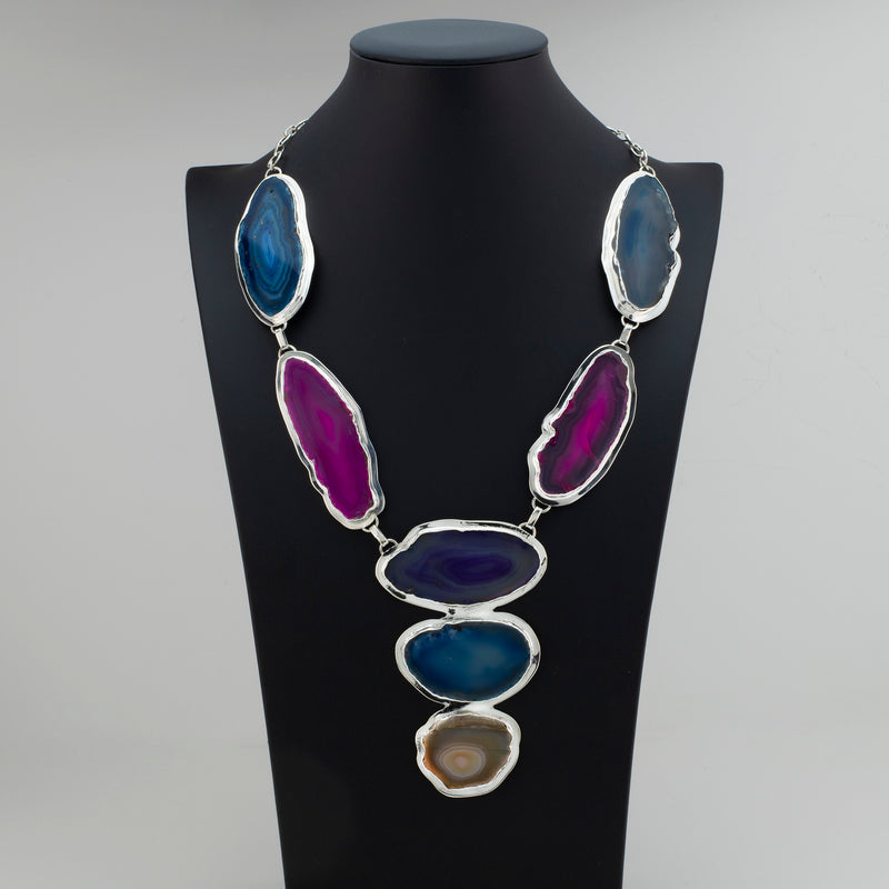 Large Agate Slice Statement Necklace
