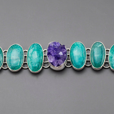 large amazonite and amethyst stone bracelet
