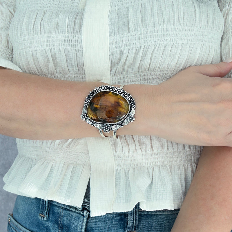 amber majesty large silver cuff bracelet