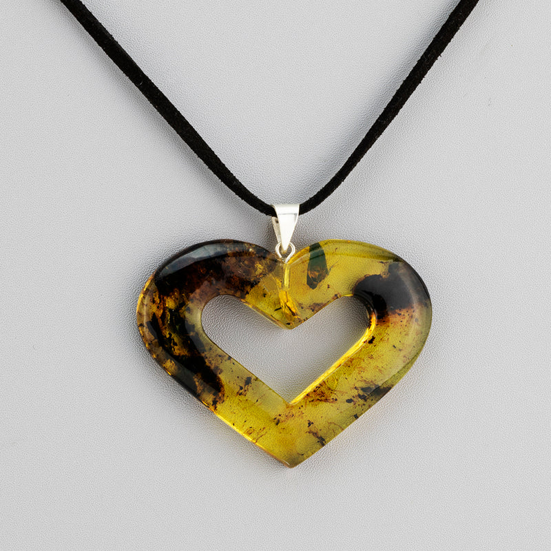 Amber Heart Necklace & Earrings Set