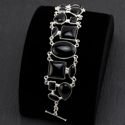 Large Sterling Silver and Black Onyx Bracelet