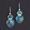 large blue copper turquoise drop earrings