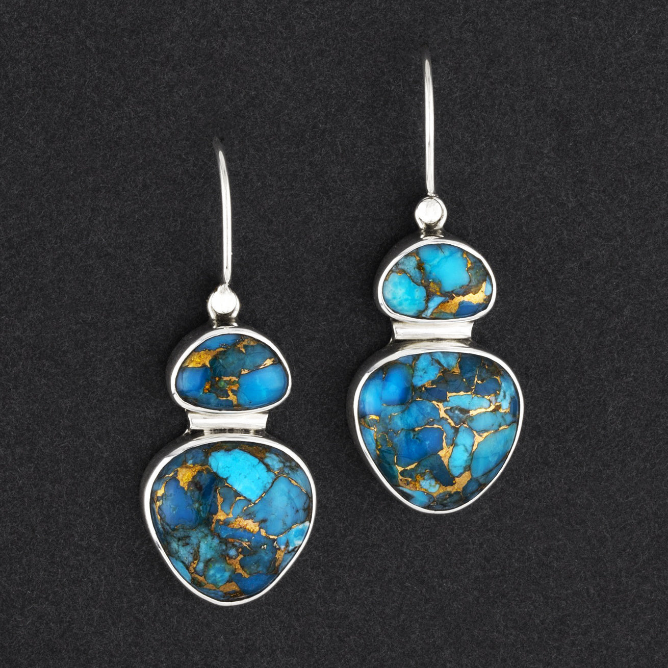 large lue copper turquoise drop earrings