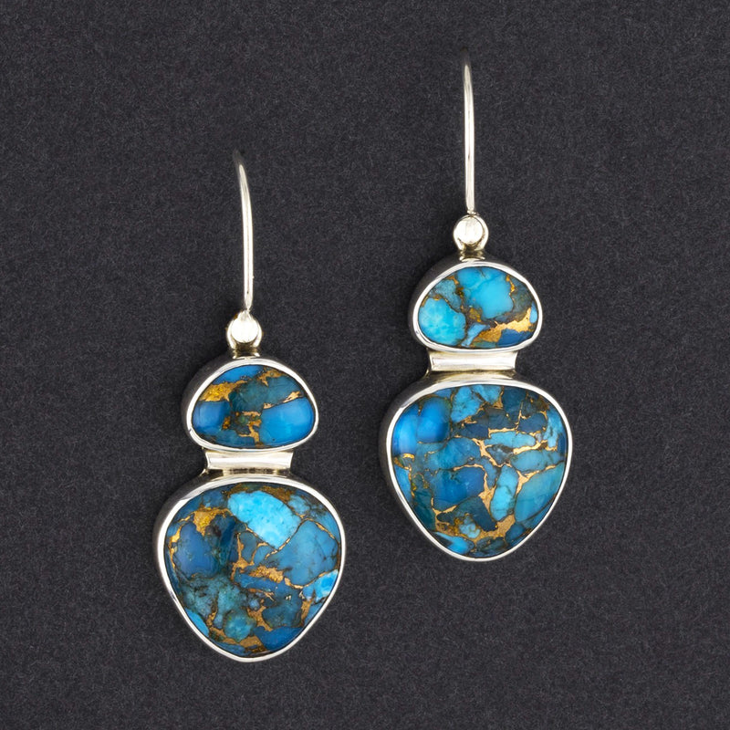 large blue copper turquoise drop earrings