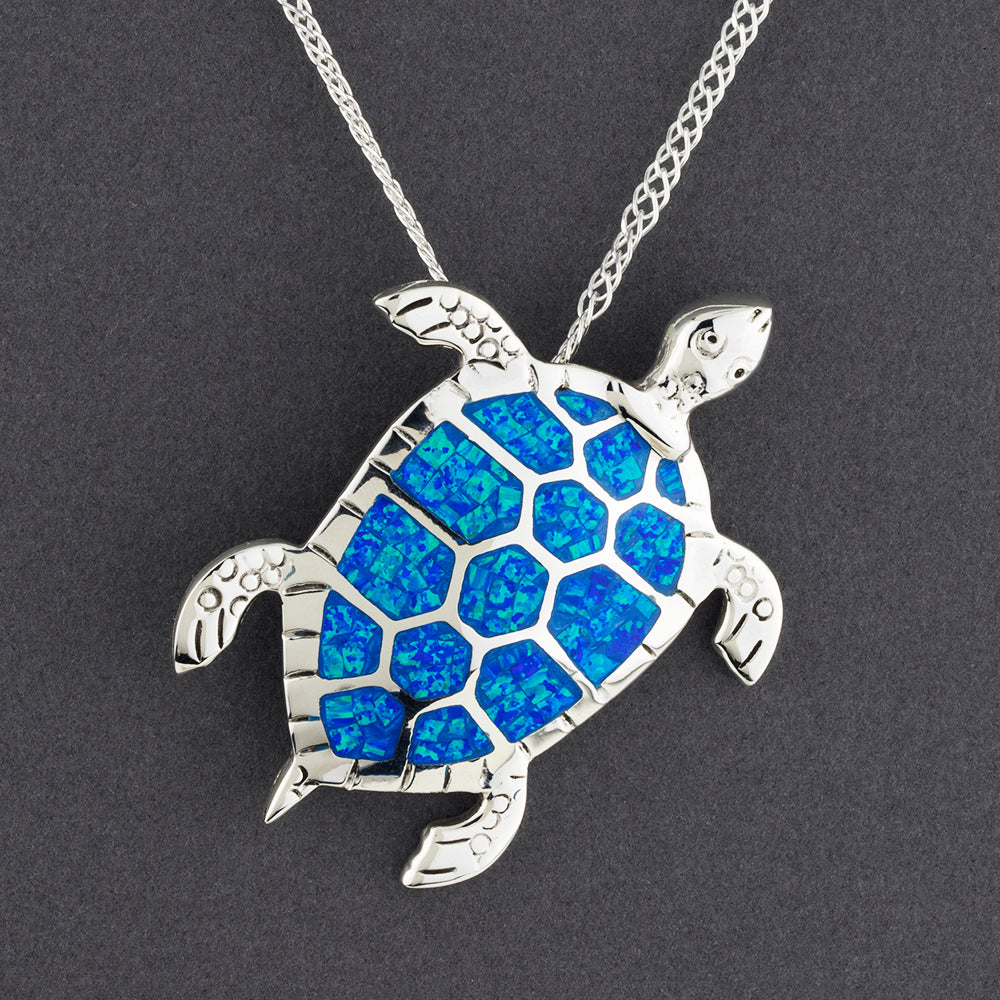 Alamea Blue Opal Hatching Sea Turtle Necklace – BEACH TREASURES