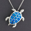 large blue opal sea turtle necklace