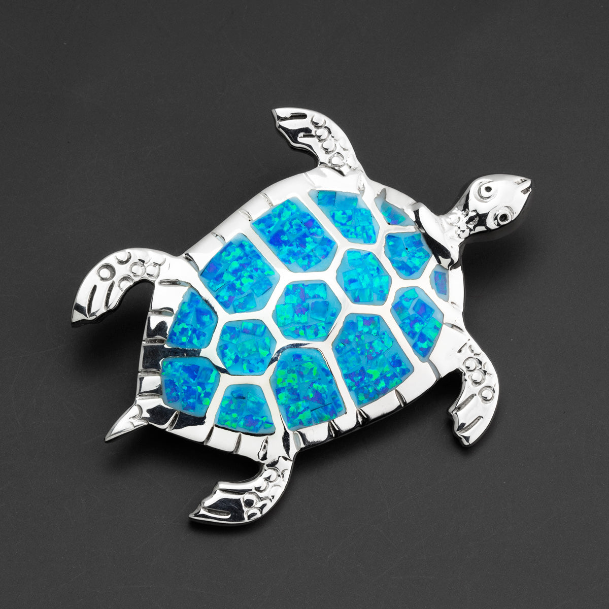 large blue opal sea turtle pendant