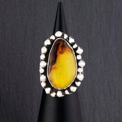 large boho amber stone ring