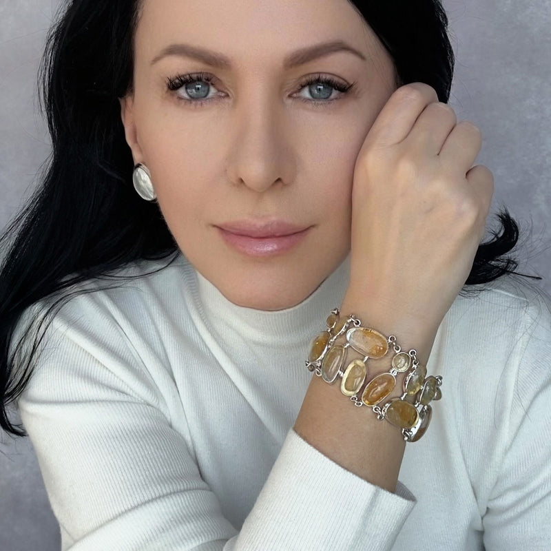 large citrine sterling silver bracelet