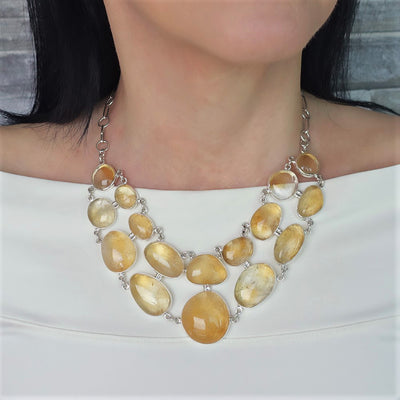 large citrine stone necklace