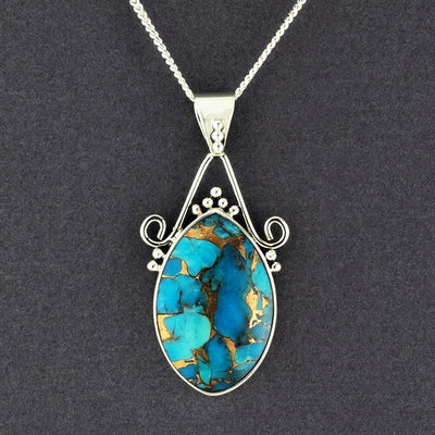 large copper turquoise sterling silver necklace