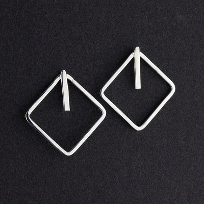 large geometric sterling silver stud earrings