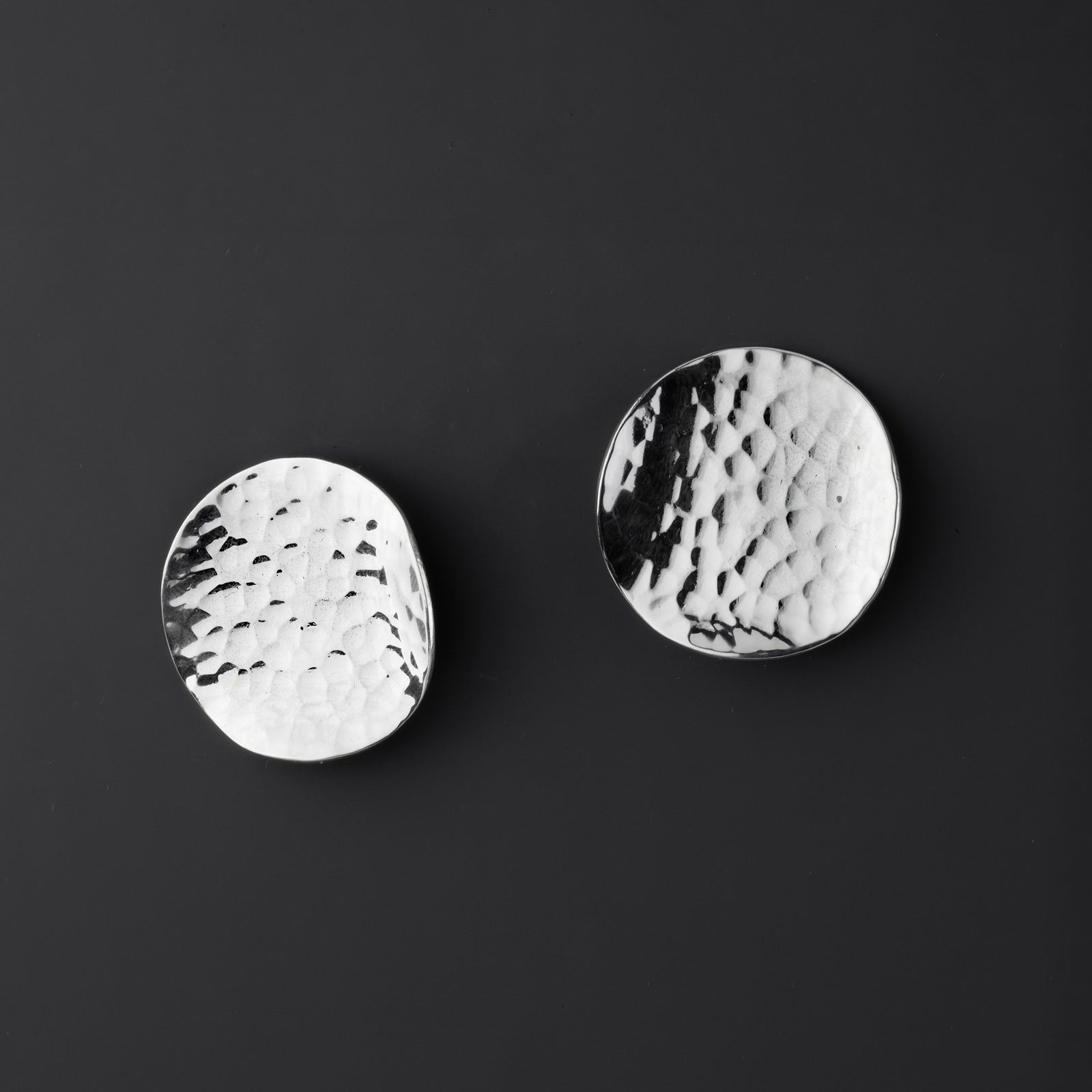 large hammered silver stud earrings