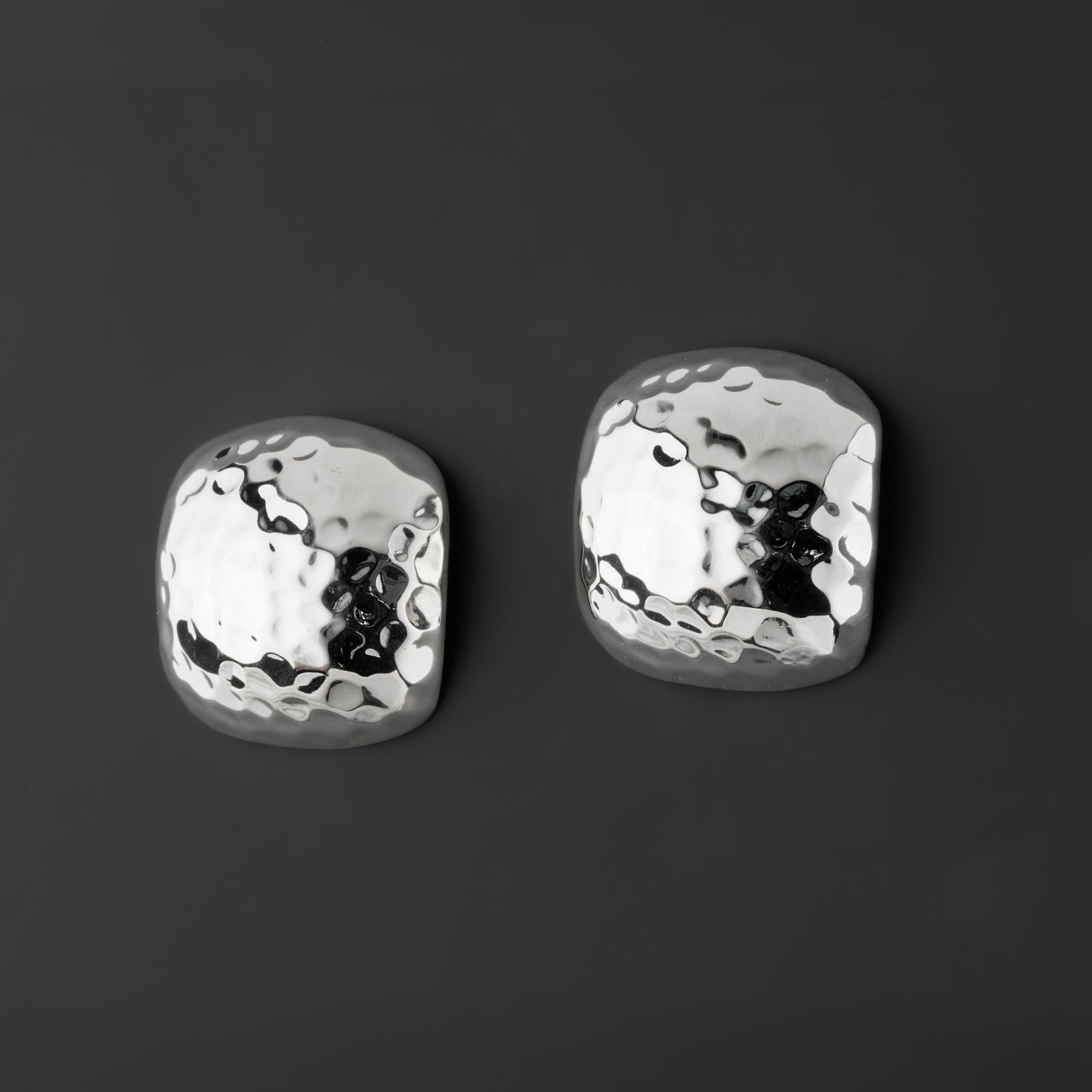 large hammered silver stud earrings