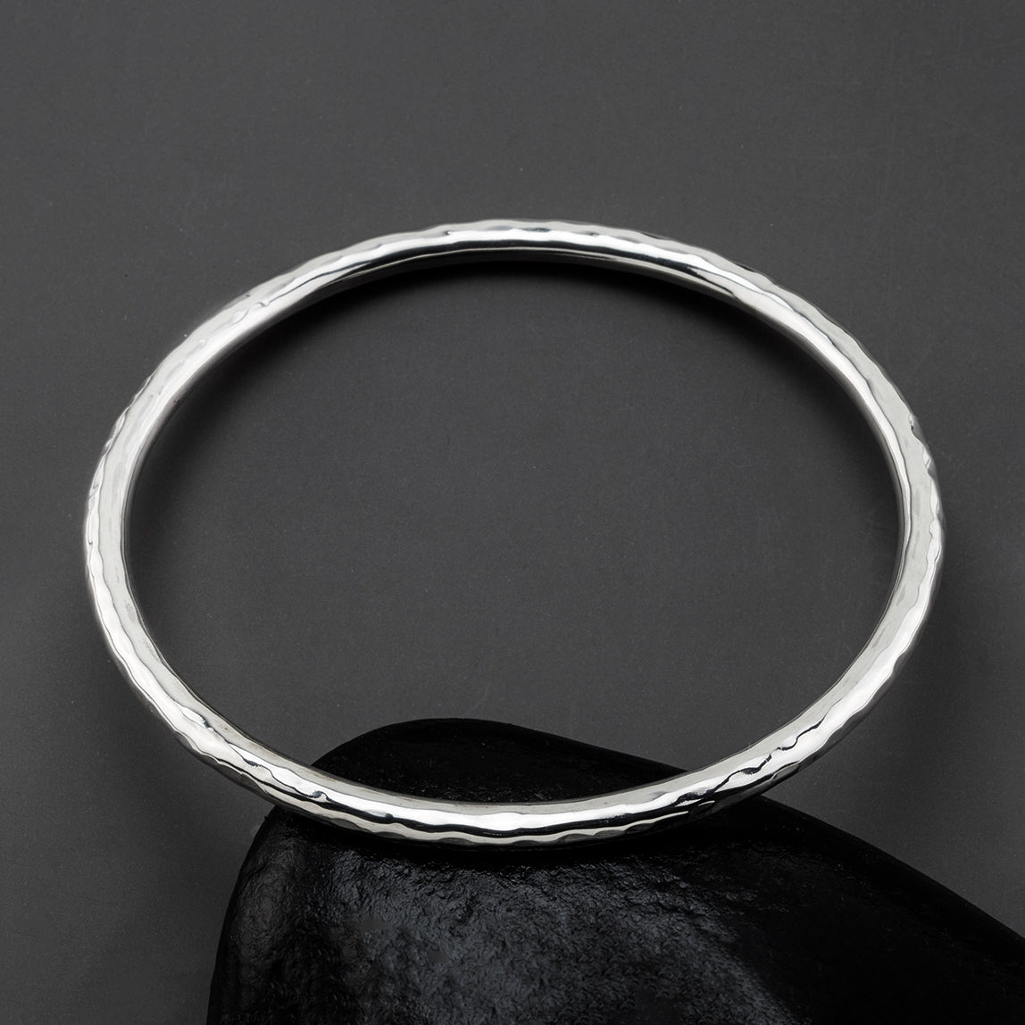 large hammered silver tube bangle