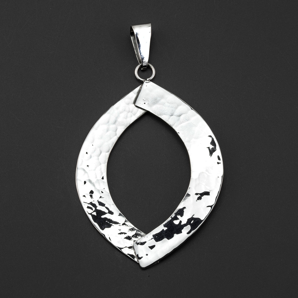 large hammered sterling silver pendant