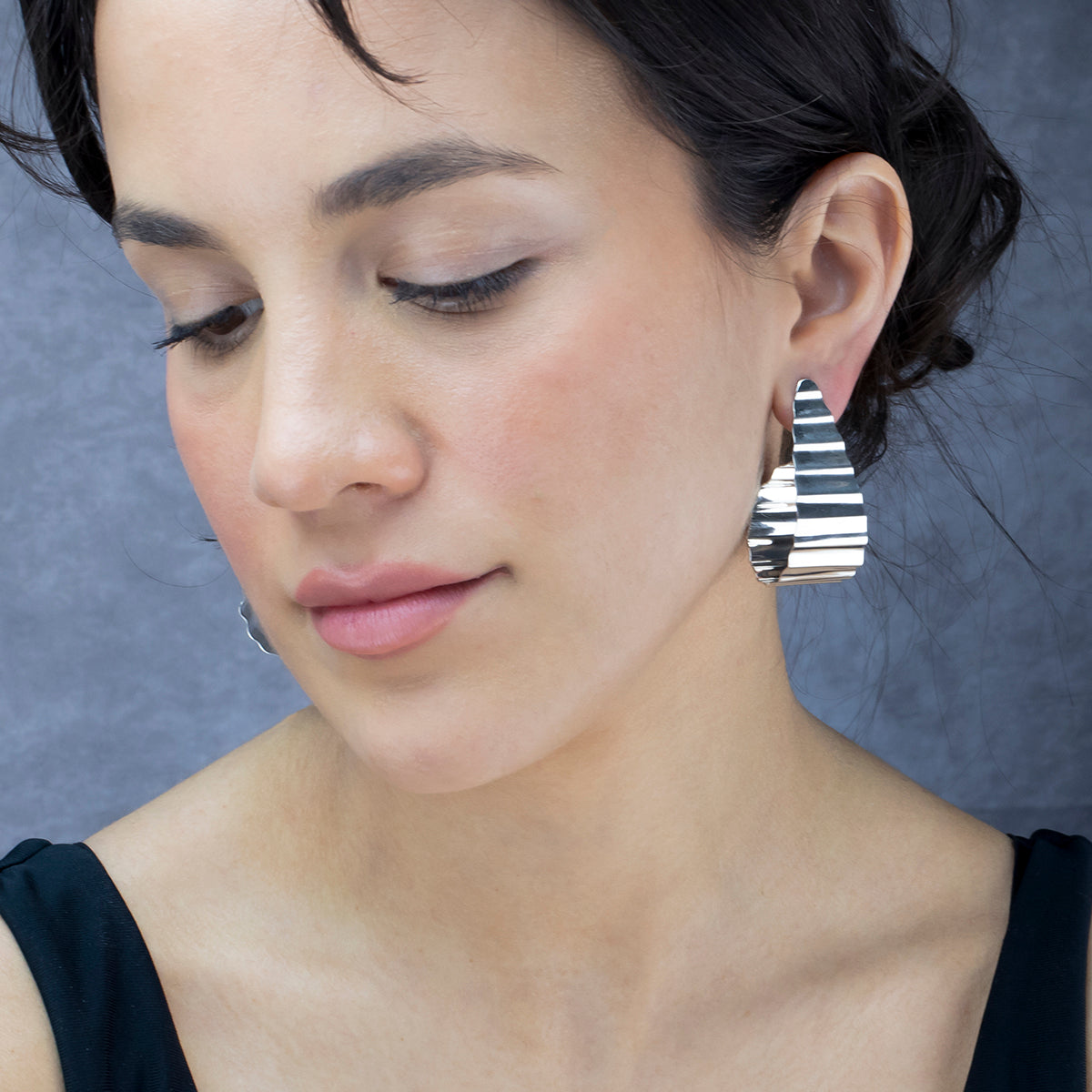 Ripple Effect Large Silver Hoop Earrings