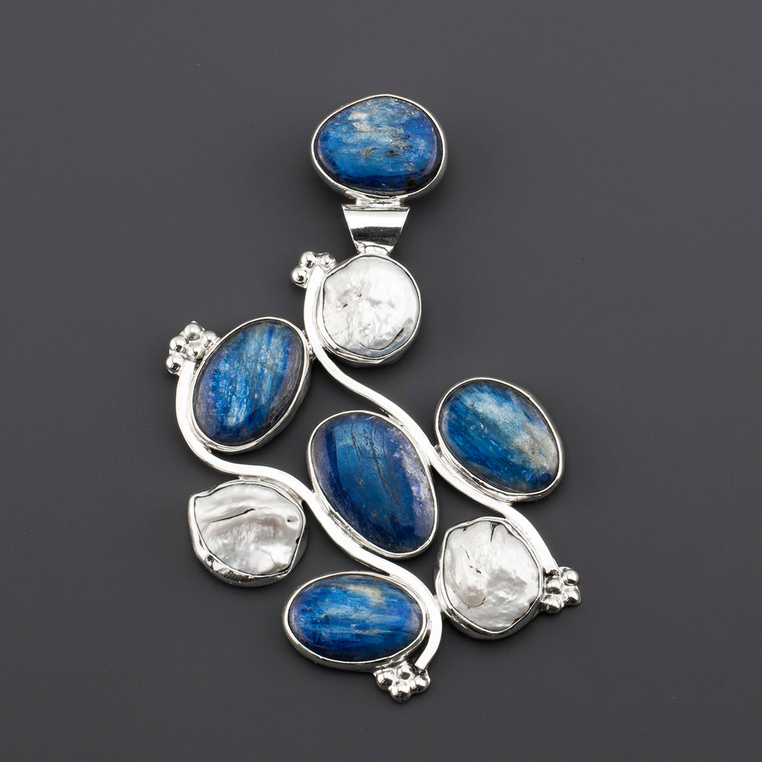 Large Kyanite and Pearl Pendant