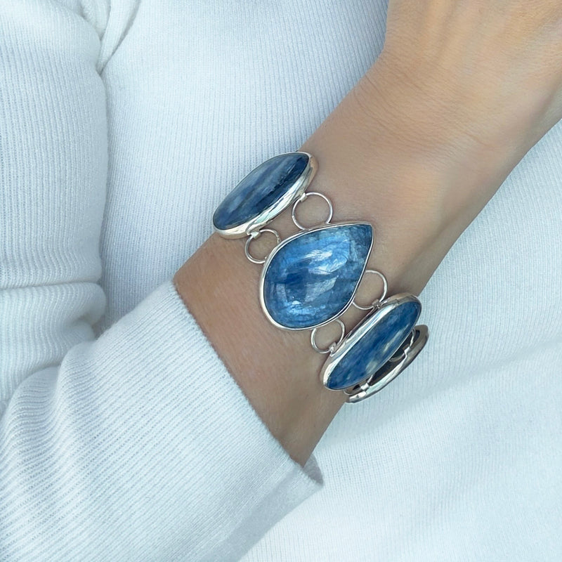 large kyanite sterling silver bracelet