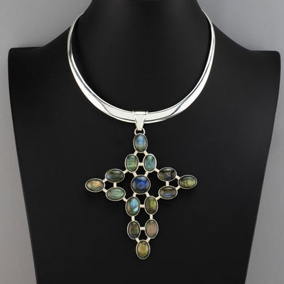 large labradorite cross pendant