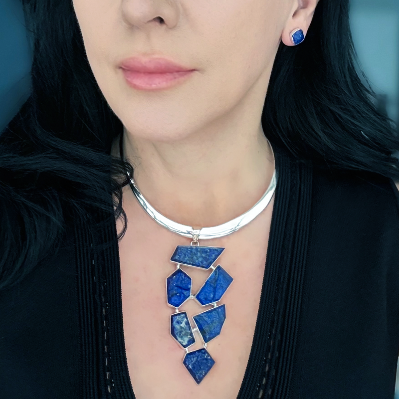 midnight mosaic large lapis lazuli pendant