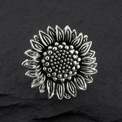 large Mexican silver sunflower ring