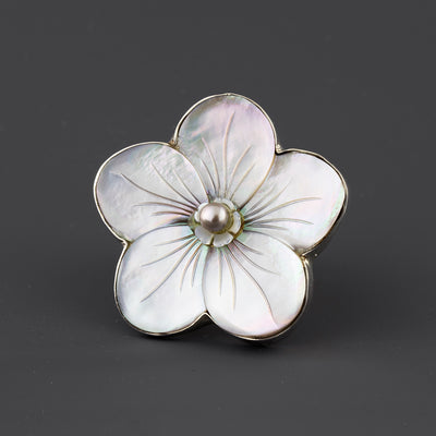 large mother of pearl flower ring