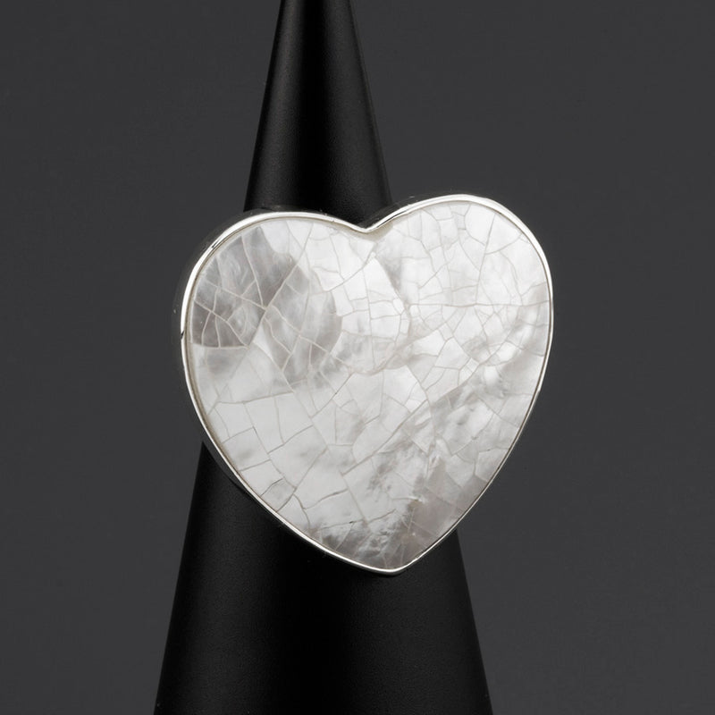 large mother of pearl heart ring