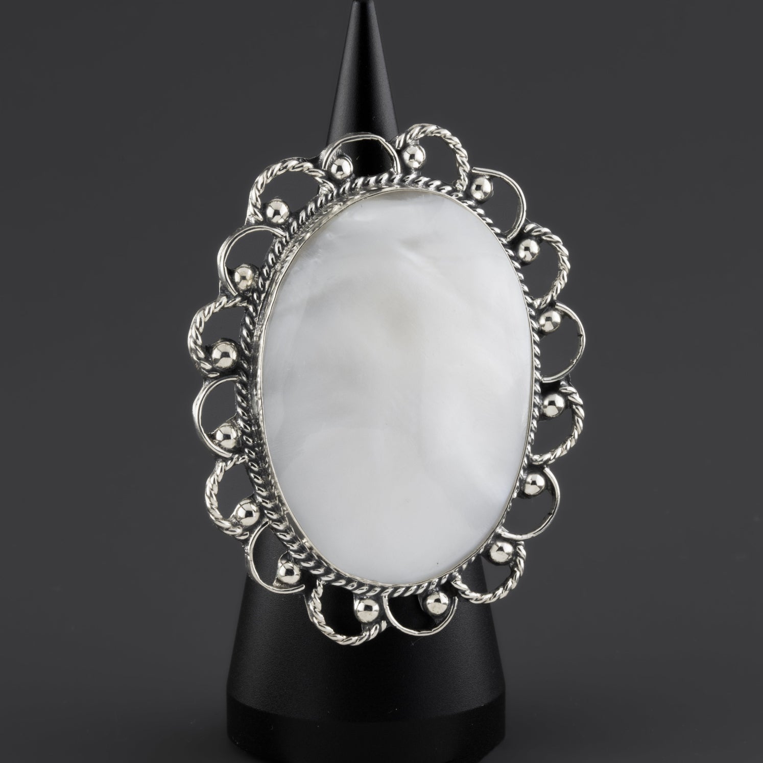 large mother of pearl statement ring