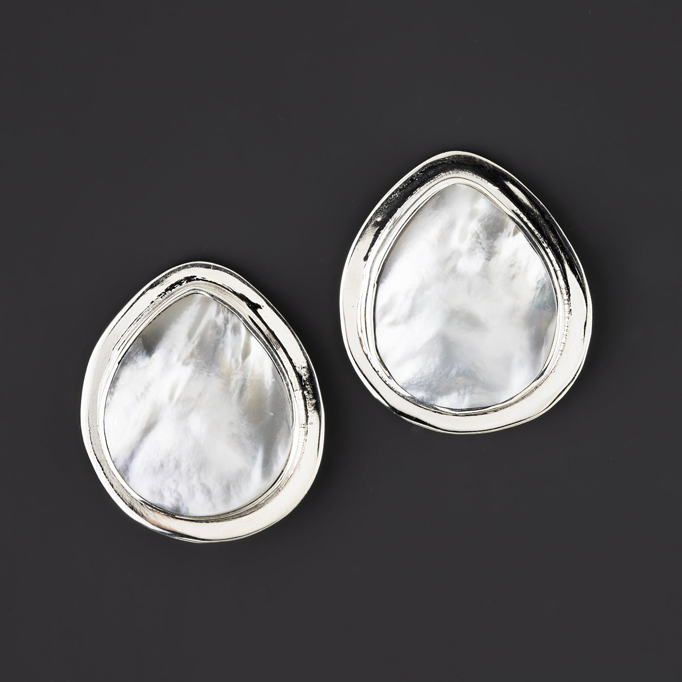 thumbnail image 2 of 925 Sterling Silver Mother Of Pearl Stud Earrings – Double Sided Front & Back, White (8mm-14mm) 2 of 4
