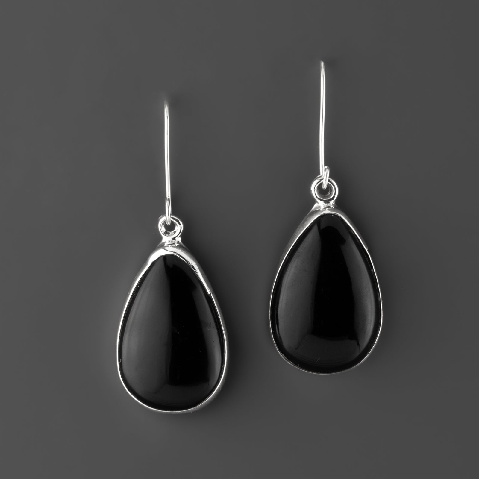 Large Onyx Teardrop Dangle Earrings