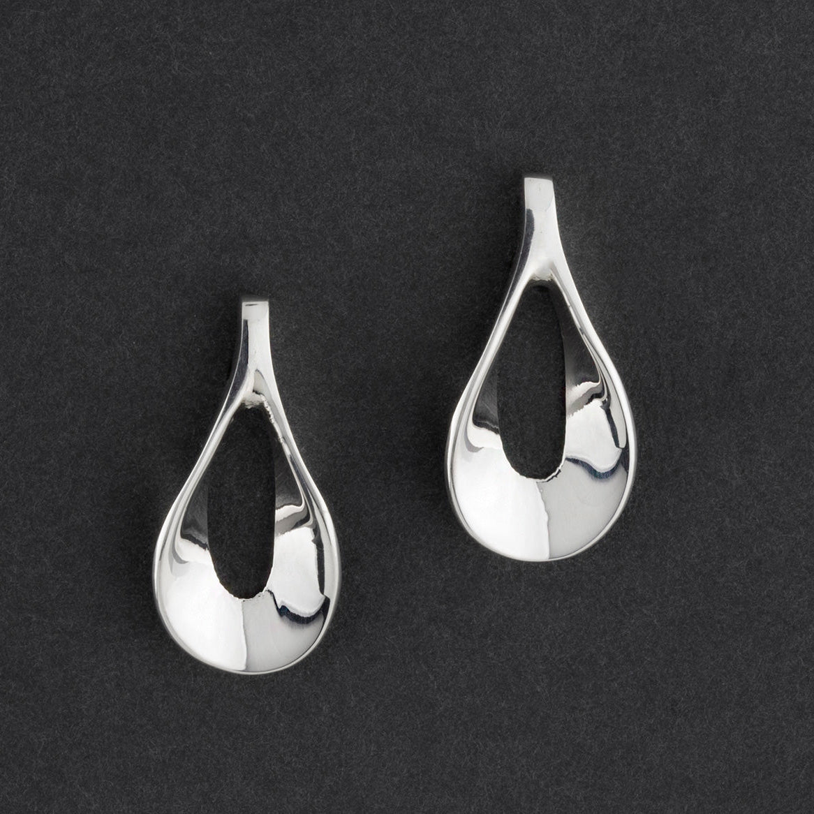 large open teardrop sterling silver stud earrings