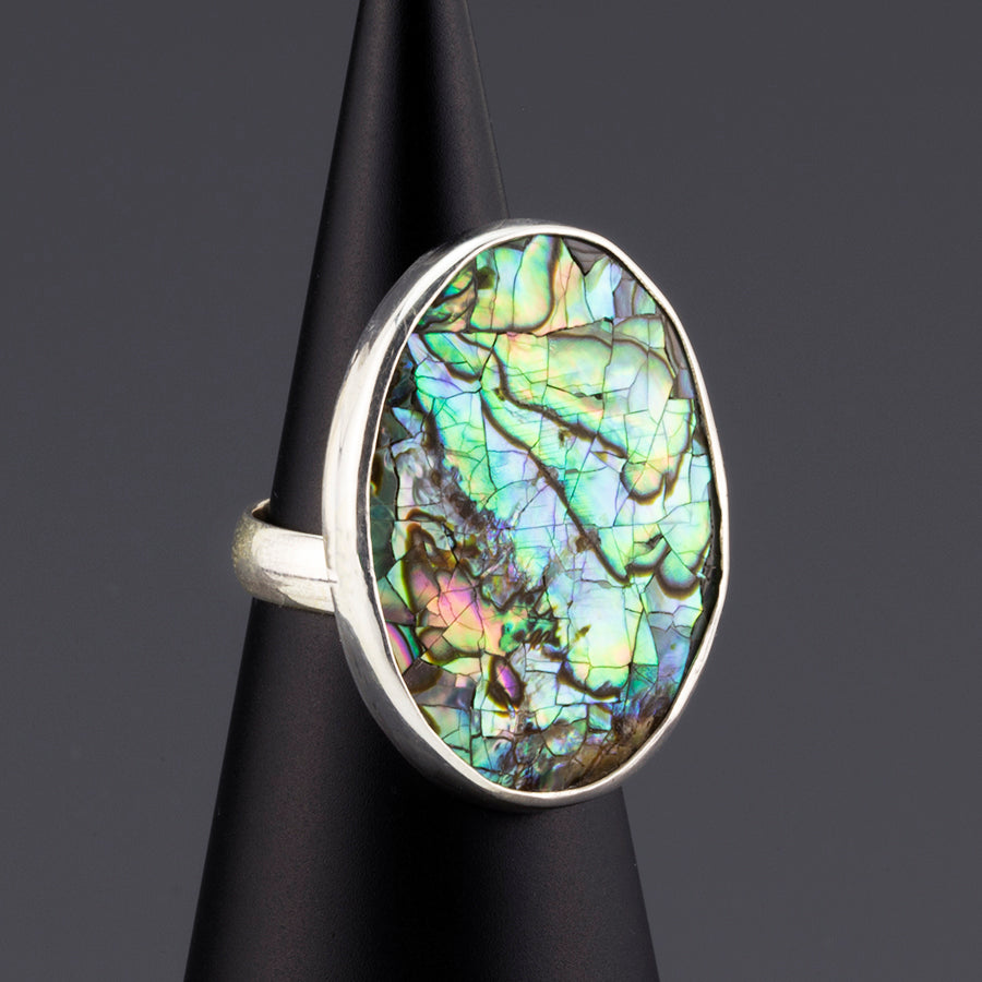 large oval abalone ring