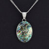 large oval abalone shell pendant necklace