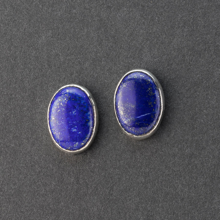 large oval lapis lazuli stud earrings