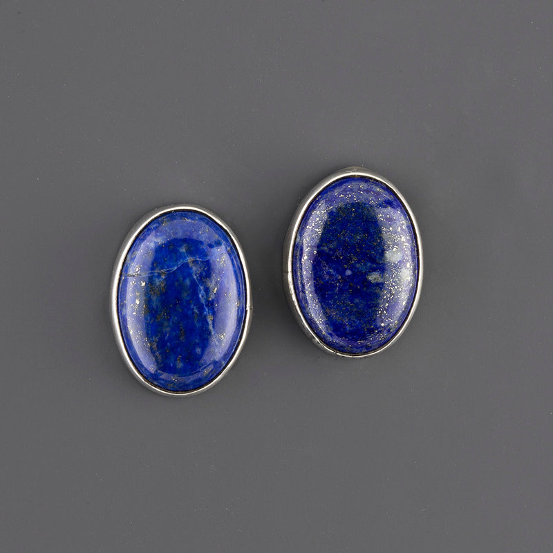 large oval lapis lazuli stud earrings