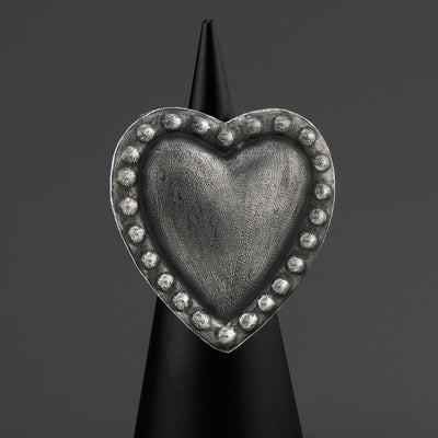 Corazon Brujo Large Mexican Silver Ring