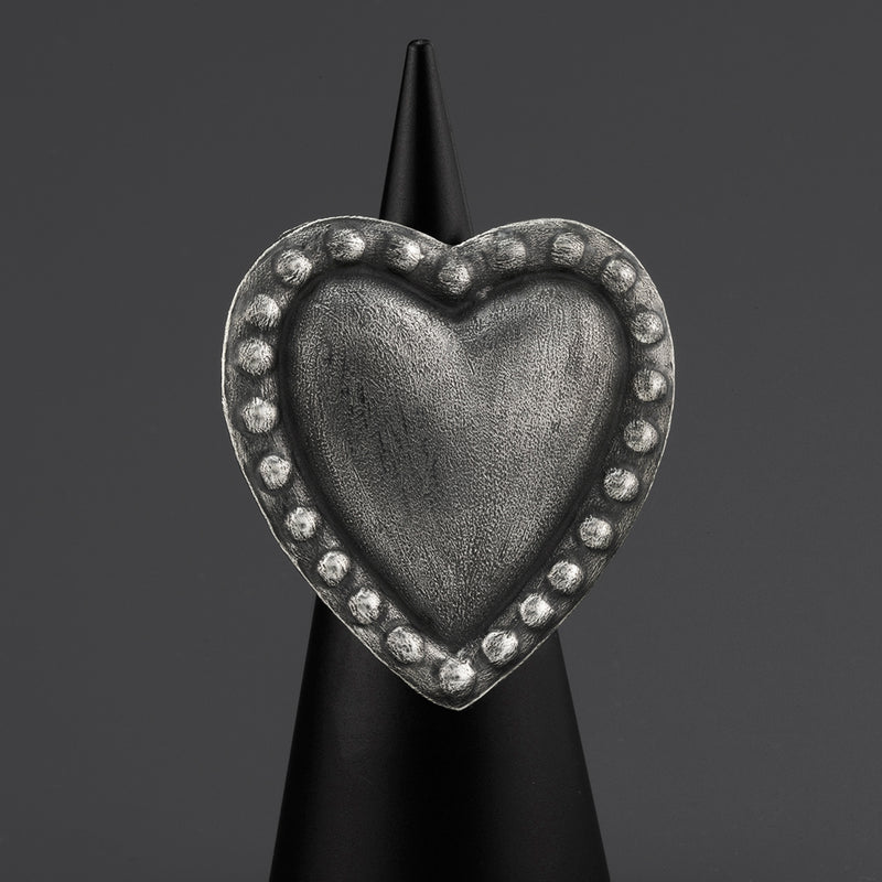 Corazon Brujo Large Mexican Silver Ring